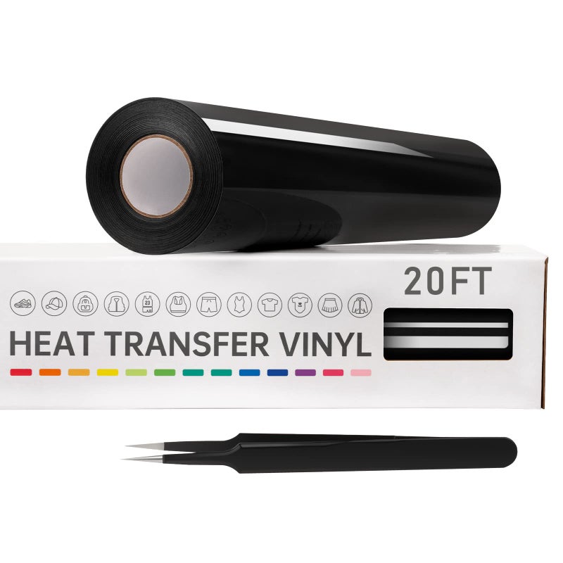 VinylRus فينيل نقل الحرارة من VinylRus - 12 × 20 قدم حديد أسود على لفافة الفينيل للقمصان HTV فينيل للصور الظلية سهلة القطع والأعشاب - Image 1